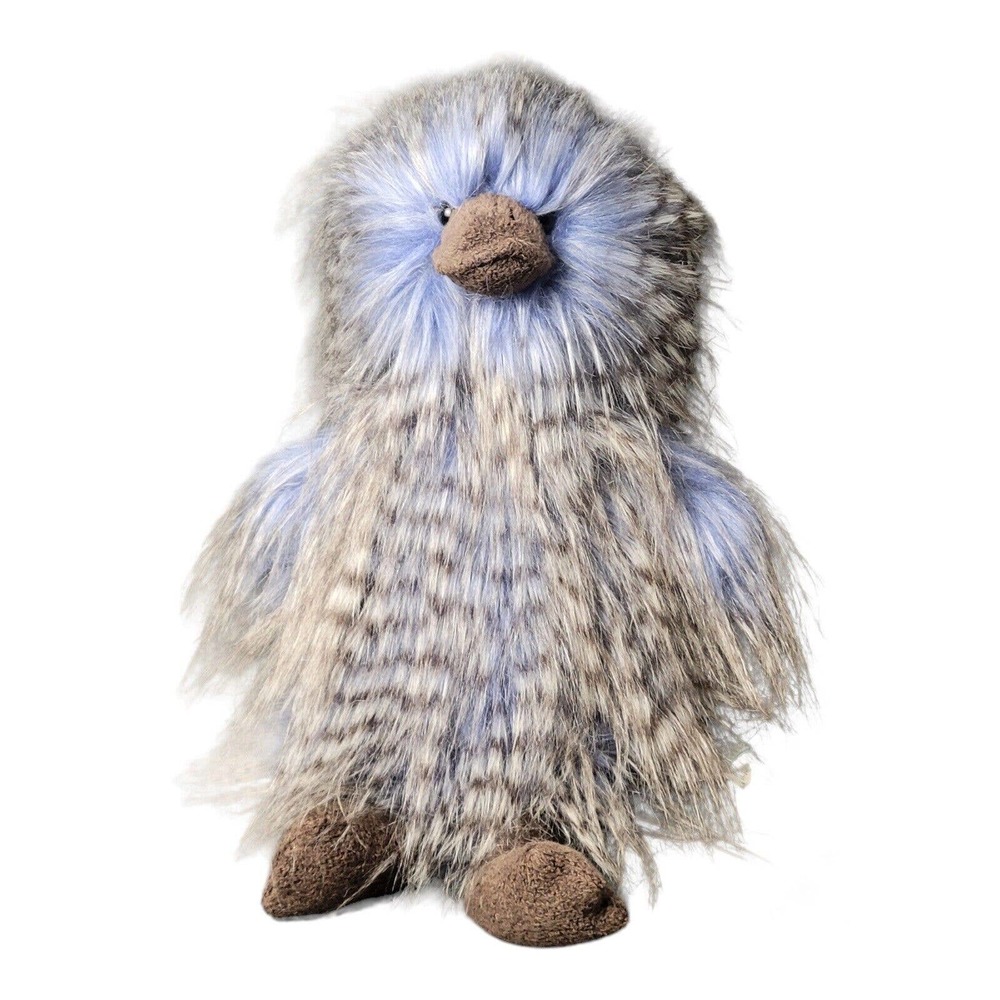 Jellycat Delphine Duck Long Hair Fluffy Plush with Tag Blue Grey Plumage 13"